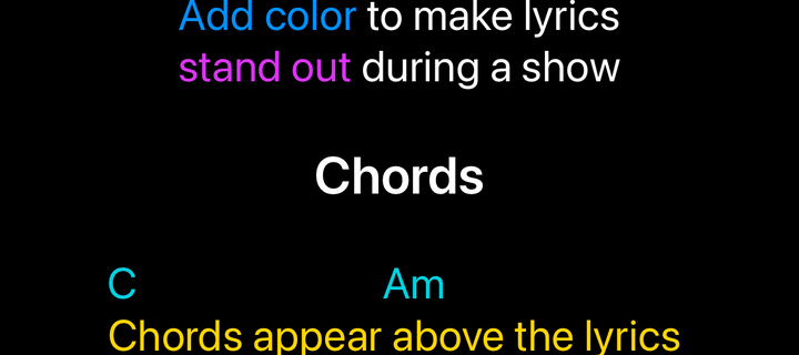 Lyrics and chords display
