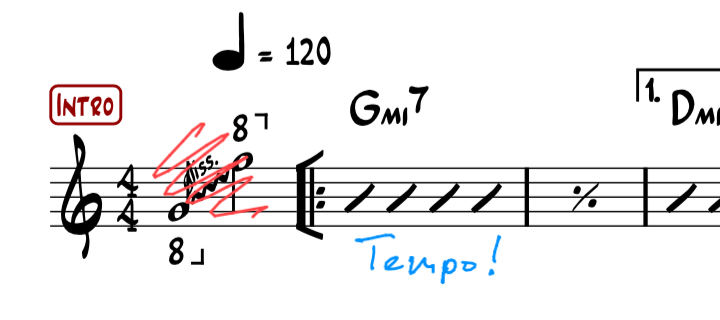 PDF sheet music with annotations
