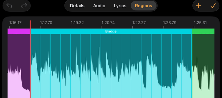 Audio regions editor