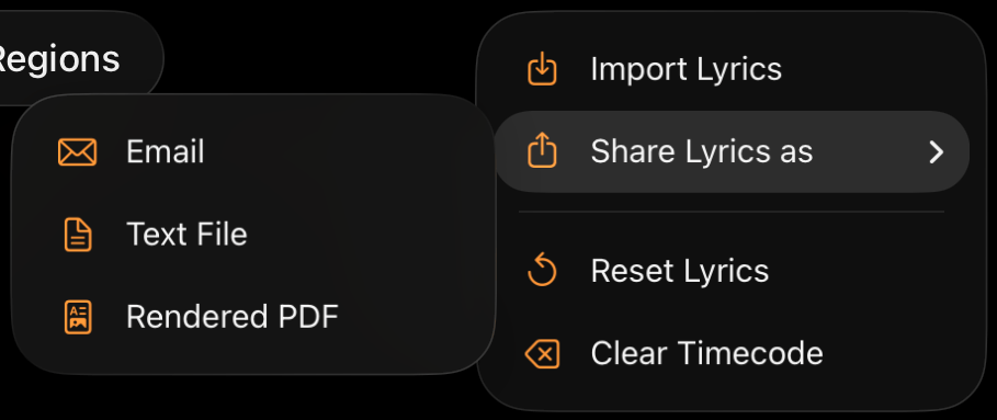 Lyrics Editor More Options Menu