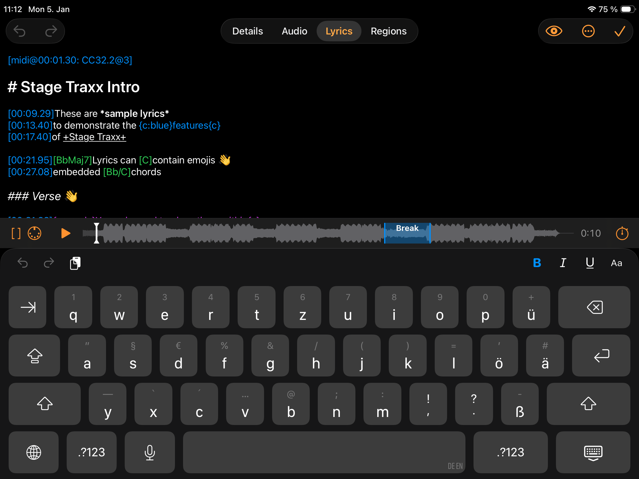 Lyrics Editor Overview